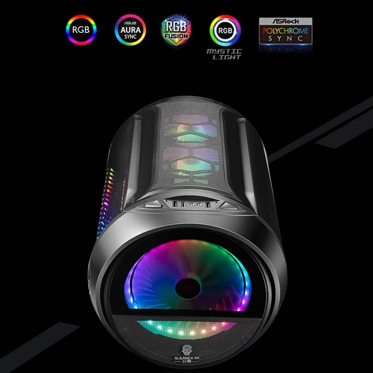 GAMEKM Genki Bomb Personality Gaming Internet Cafe Side Through Gaming Case USB 3.0 Water-cooled Desktop Computer Case