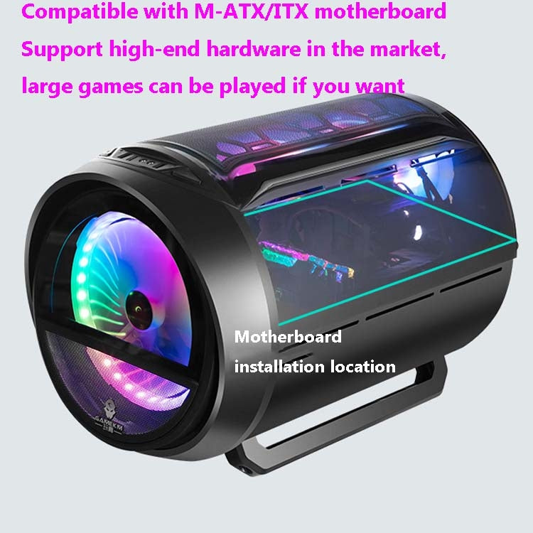 GAMEKM Genki Bomb Personality Gaming Internet Cafe Side Through Gaming Case USB 3.0 Water-cooled Desktop Computer Case