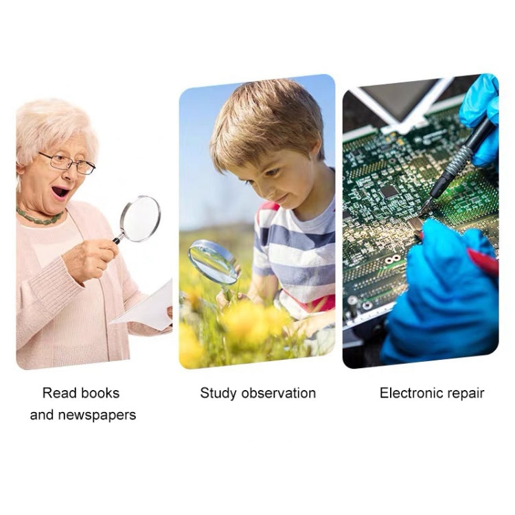 Handheld High-definition Lens with LED Light Reading and Maintenance Magnifying Glass for the Elderly