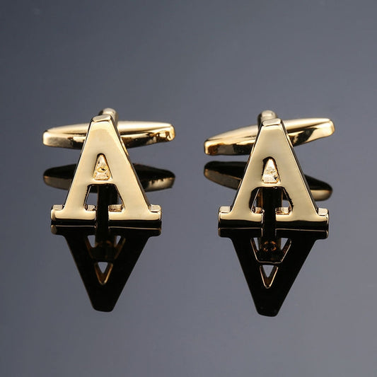 1 pair gold letters A-Z name Cufflinks men French shirt Cufflinks