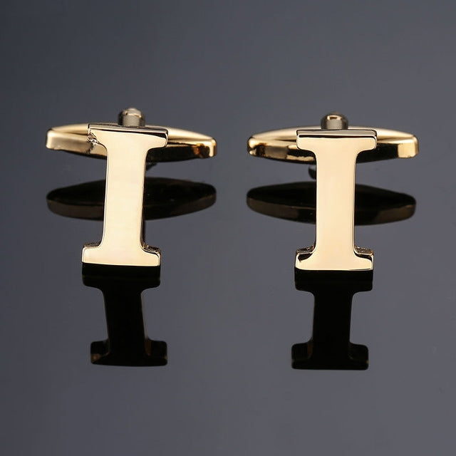 1 pair gold letters A-Z name Cufflinks men French shirt Cufflinks