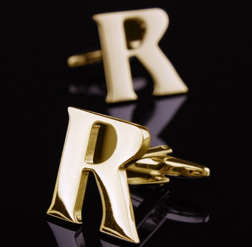 1 pair gold letters A-Z name Cufflinks men French shirt Cufflinks