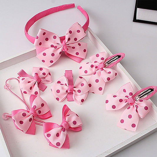 7 PCS/Set Children Accessories Hairband Baby Girls Lovely Bow Headwear Hair Clip