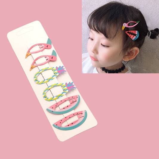 6 PCS/Set Kids Hair Accessories Fruit Hairpins Cartoon Rainbow Hair Clip