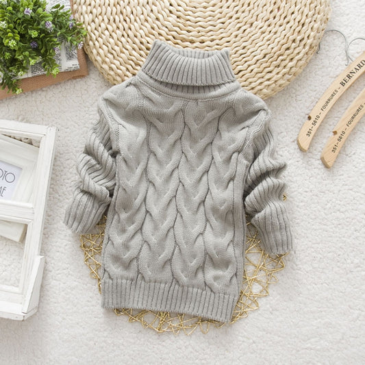 Winter Children's Thick Solid Color Knit Bottoming Turtleneck Pullover Sweater
