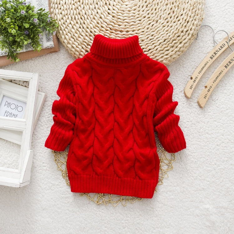 Winter Children's Thick Solid Color Knit Bottoming Turtleneck Pullover Sweater