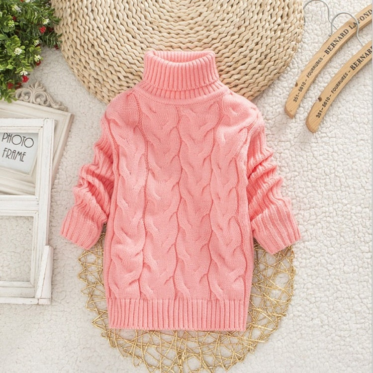 Winter Children's Thick Solid Color Knit Bottoming Turtleneck Pullover Sweater