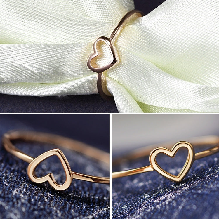 Fashion Heart Shaped Wedding Ring for Woman, Rose Gold, White