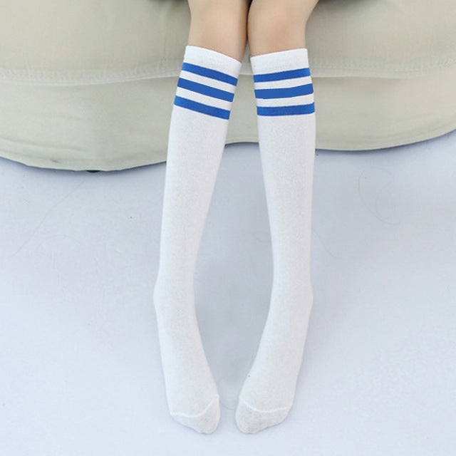 High Knee Socks Stripes Cotton Sports School Skate Long Socks for Kids