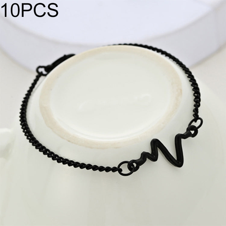 10 PCS Simple Personality Bileklik Ecg Figure Lightning Bracelet Couple Heartbeat Frequency Bracelet