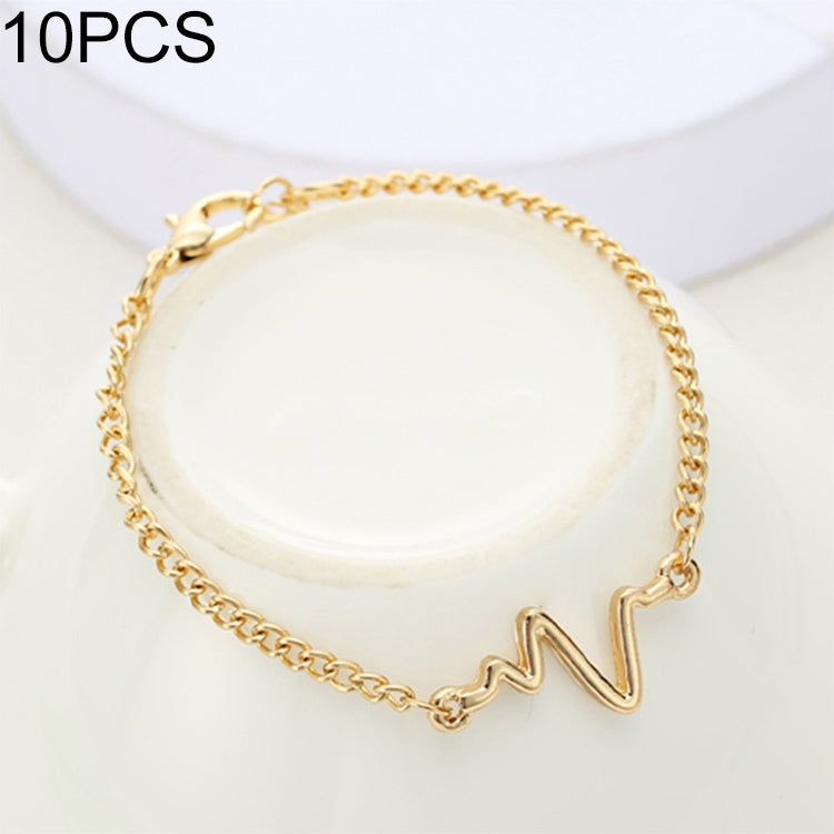 10 PCS Simple Personality Bileklik Ecg Figure Lightning Bracelet Couple Heartbeat Frequency Bracelet
