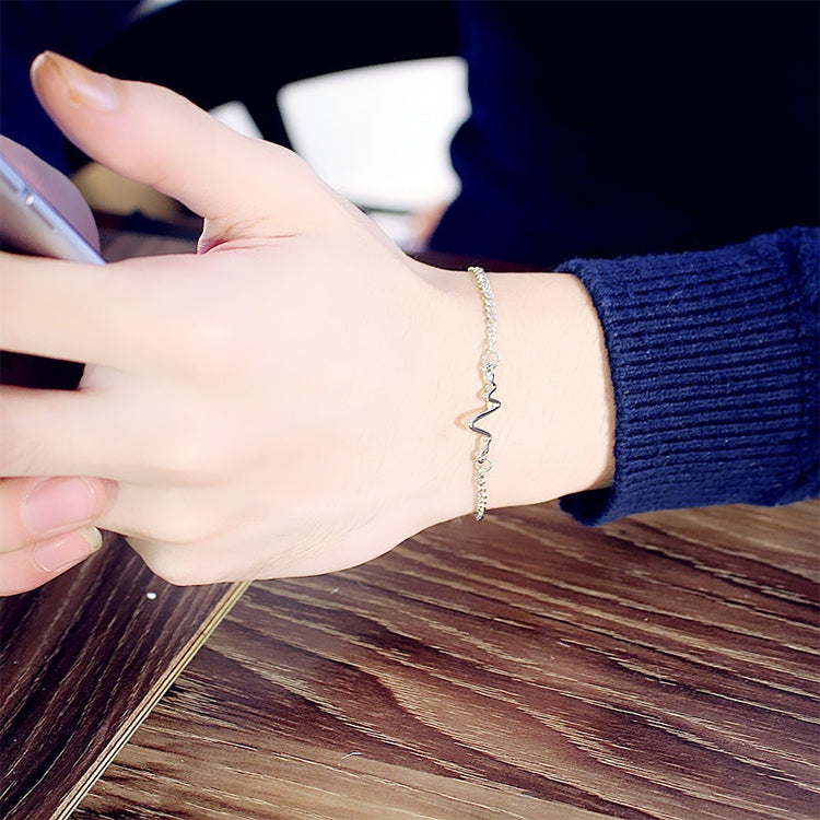 10 PCS Simple Personality Bileklik Ecg Figure Lightning Bracelet Couple Heartbeat Frequency Bracelet