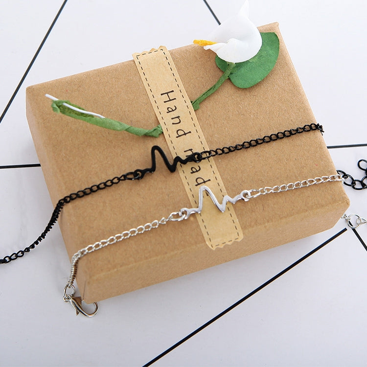 10 PCS Simple Personality Bileklik Ecg Figure Lightning Bracelet Couple Heartbeat Frequency Bracelet