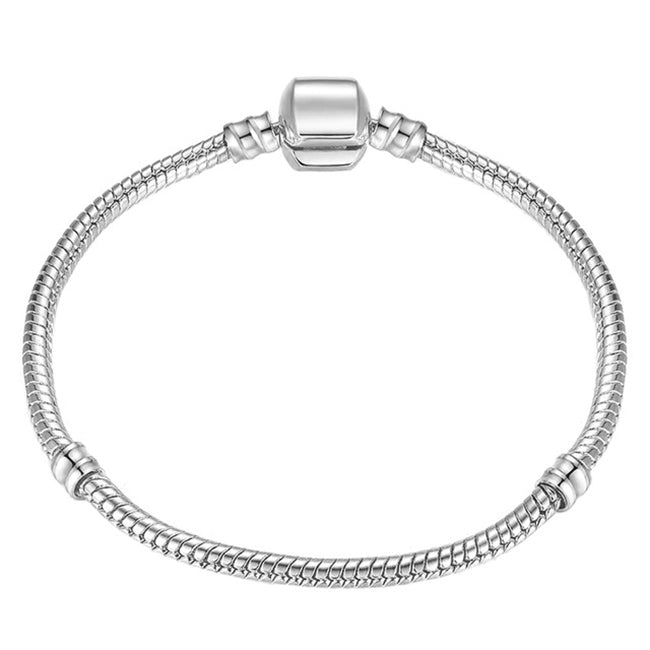 17-21cm Silver Snake Chain Link Bracelet Fit European Charm Pandora Bracelet