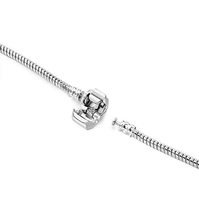 17-21cm Silver Snake Chain Link Bracelet Fit European Charm Pandora Bracelet