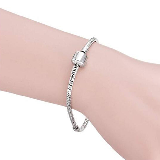 17-21cm Silver Snake Chain Link Bracelet Fit European Charm Pandora Bracelet