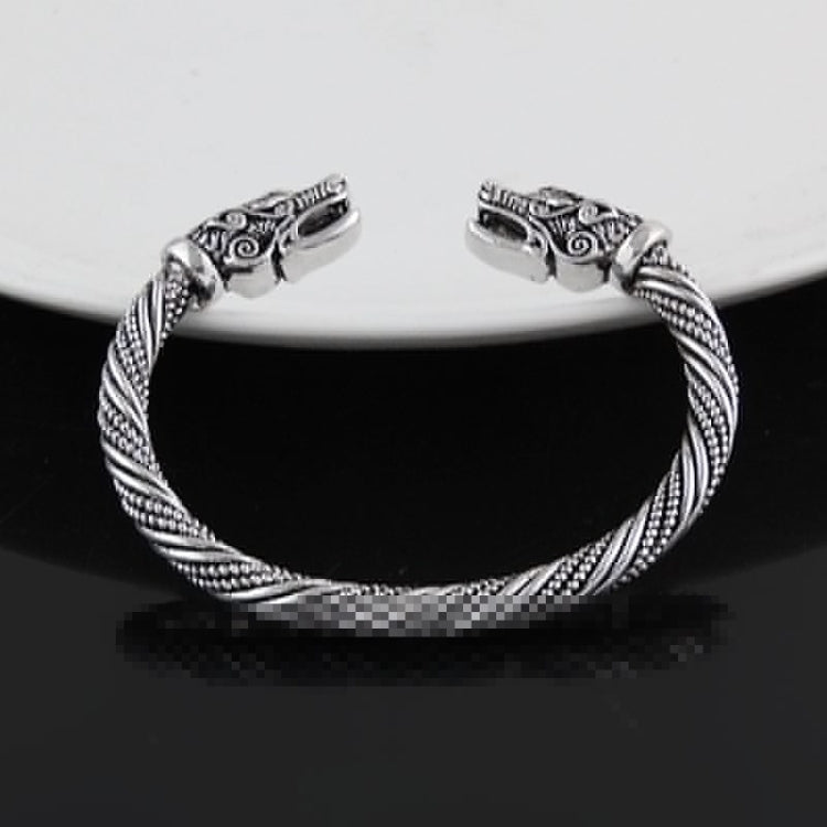 Men Wristband Cuff Wolf Head Viking Bracelet Jewelry Fashion Accessories