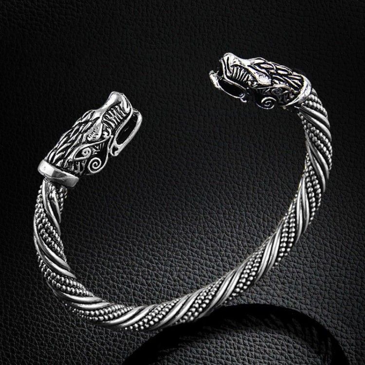 Men Wristband Cuff Wolf Head Viking Bracelet Jewelry Fashion Accessories