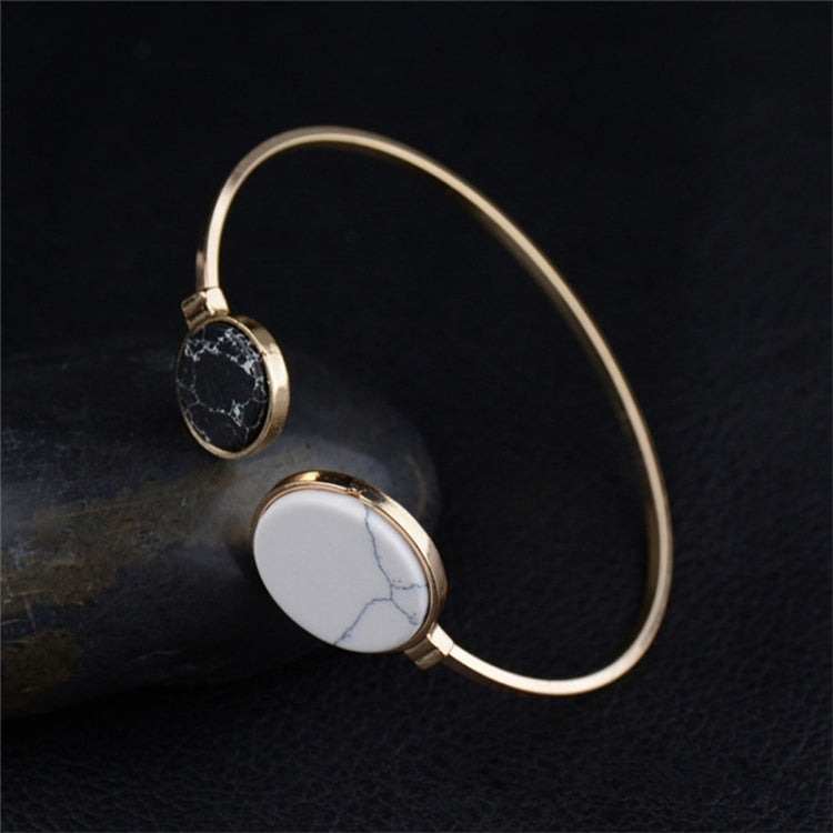 Faux Marble Stone Round Geometric Bangle Gold Circle Cuff Bangle Bracelet