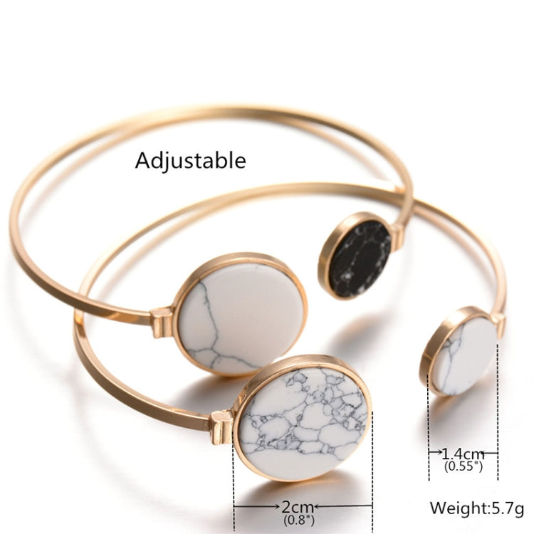 Faux Marble Stone Round Geometric Bangle Gold Circle Cuff Bangle Bracelet