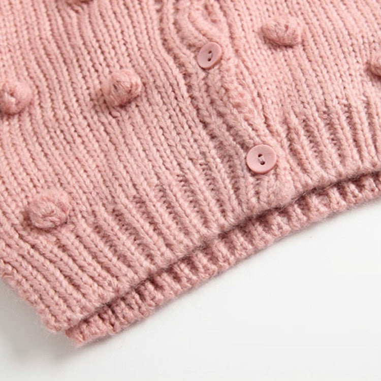 Autumn and Winter Female Baby Hair Ball Decoration Knit Cardigan Coat