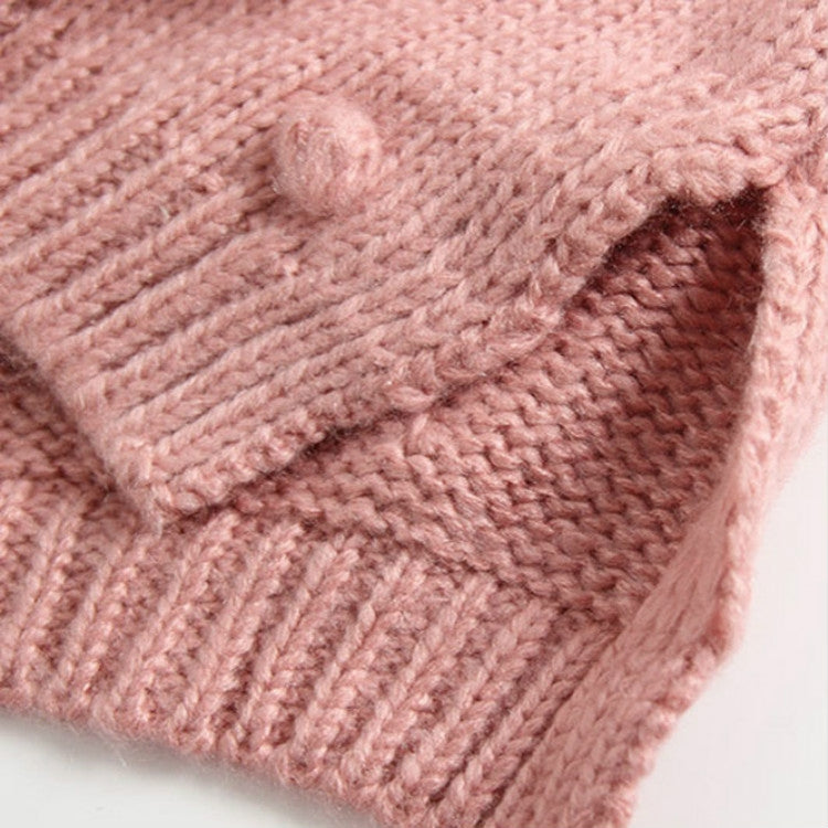 Autumn and Winter Female Baby Hair Ball Decoration Knit Cardigan Coat