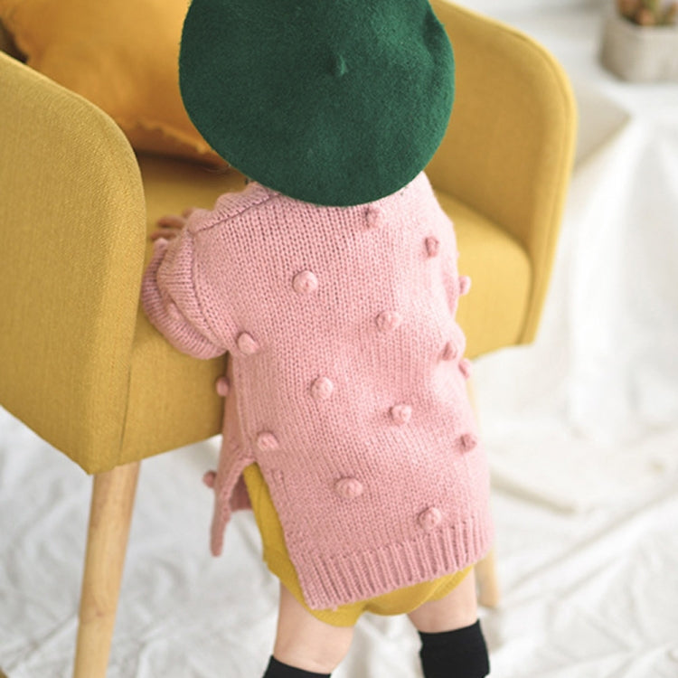 Autumn and Winter Female Baby Hair Ball Decoration Knit Cardigan Coat
