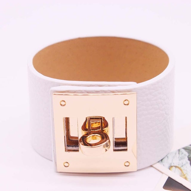 Punk Wide Leather Bracelets Bangles for Women Cuff Bracelet