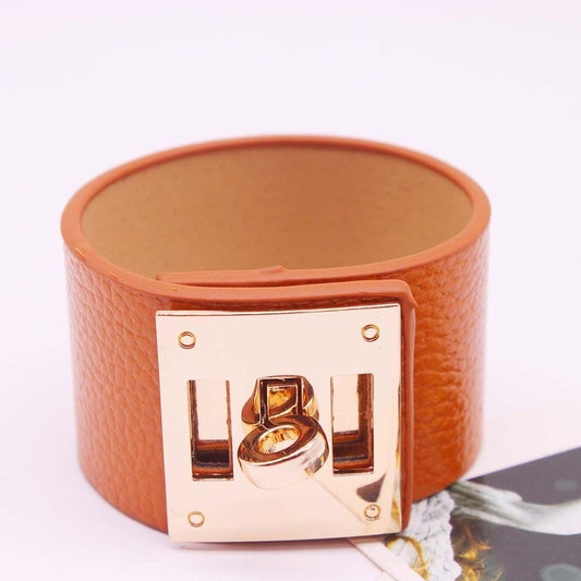 Punk Wide Leather Bracelets Bangles for Women Cuff Bracelet