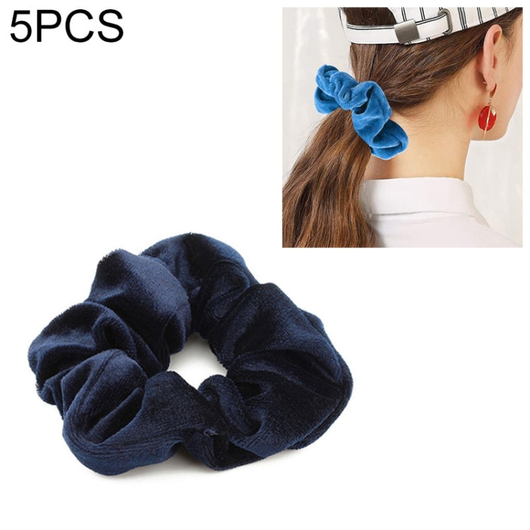 5 PCS Velvet Solid Color Elastic Hair Bands Ponytail Holder Scrunchies Tie Hair Rubber Band Headband