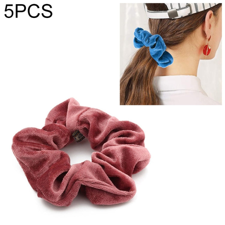 5 PCS Velvet Solid Color Elastic Hair Bands Ponytail Holder Scrunchies Tie Hair Rubber Band Headband