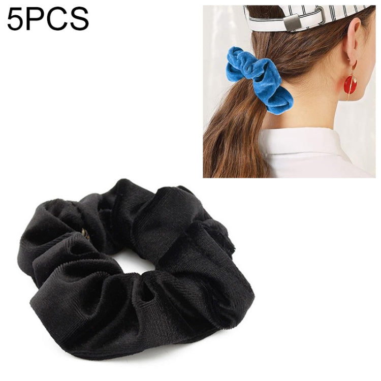 5 PCS Velvet Solid Color Elastic Hair Bands Ponytail Holder Scrunchies Tie Hair Rubber Band Headband