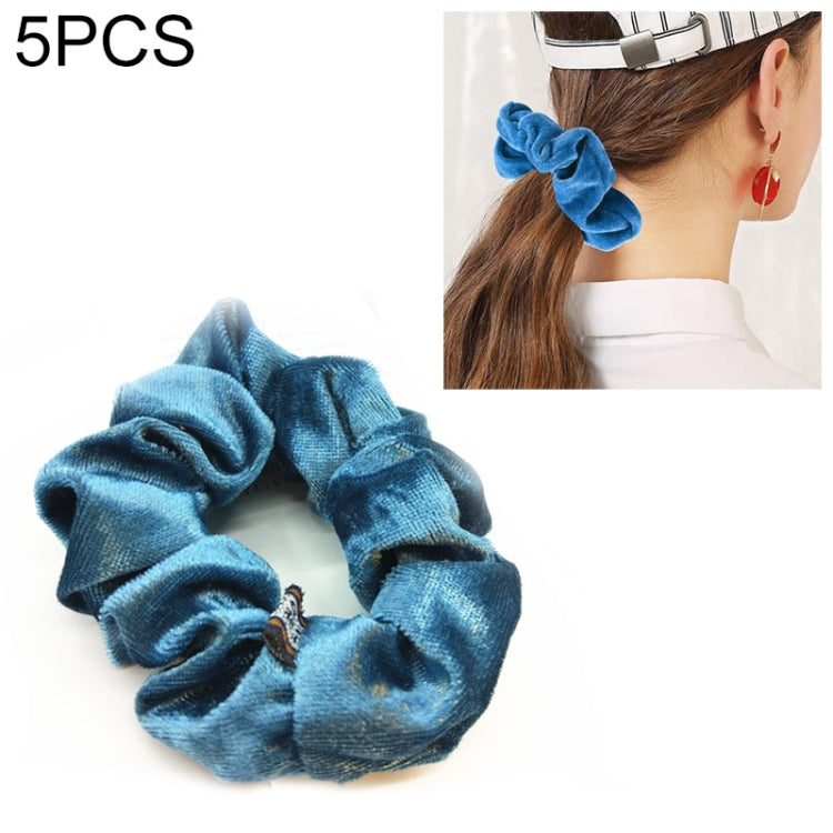 5 PCS Velvet Solid Color Elastic Hair Bands Ponytail Holder Scrunchies Tie Hair Rubber Band Headband