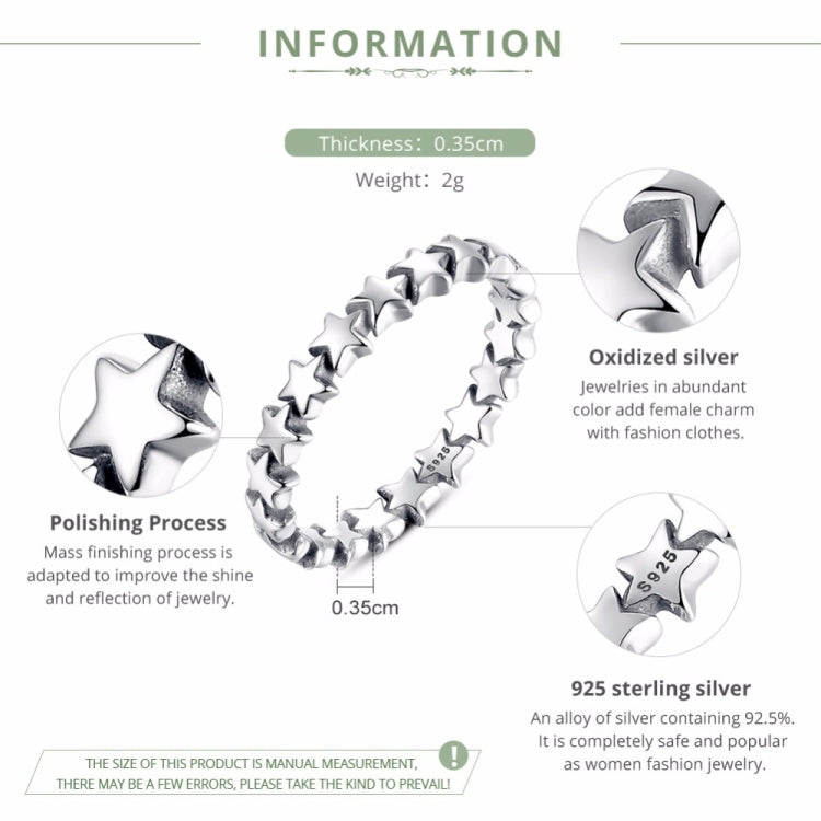 Star Shape Women 925 Sterling Silver Jewelry, 6, 7, 8