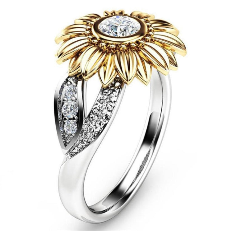 Fashion Female Cute Sunflower Crystal Rings for Women