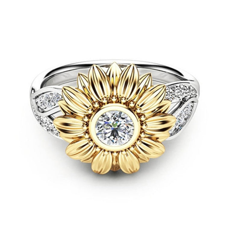 Fashion Female Cute Sunflower Crystal Rings for Women