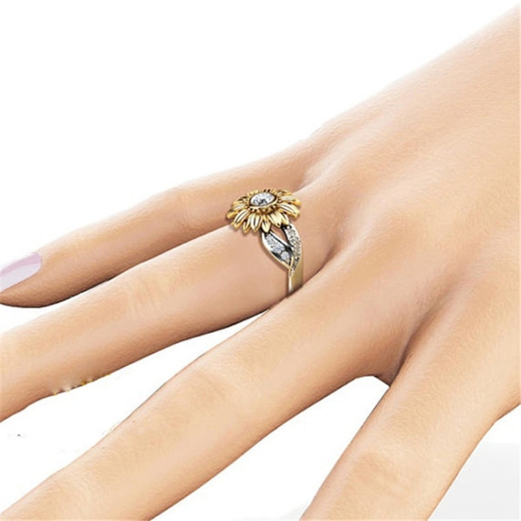 Fashion Female Cute Sunflower Crystal Rings for Women