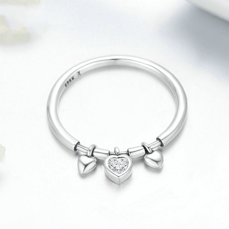 925 Sterling Silver Heart Diamond Ring Women Wedding Engagement Jewelry