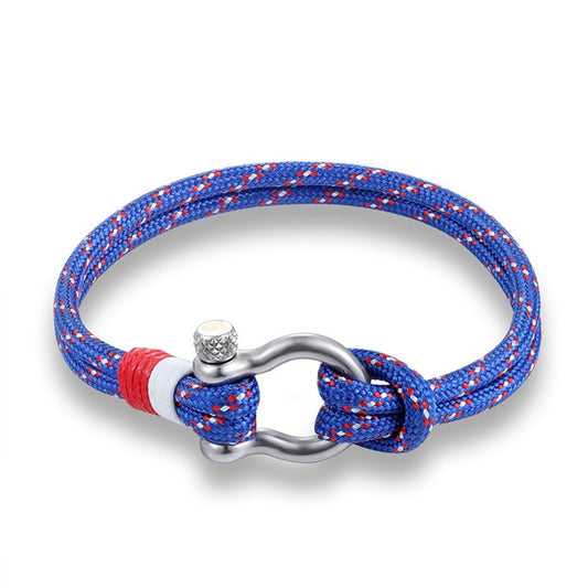 Navy Style Sport Camping Parachute Cord Survival Bracelet with Stainless Steel Shackle Buckle