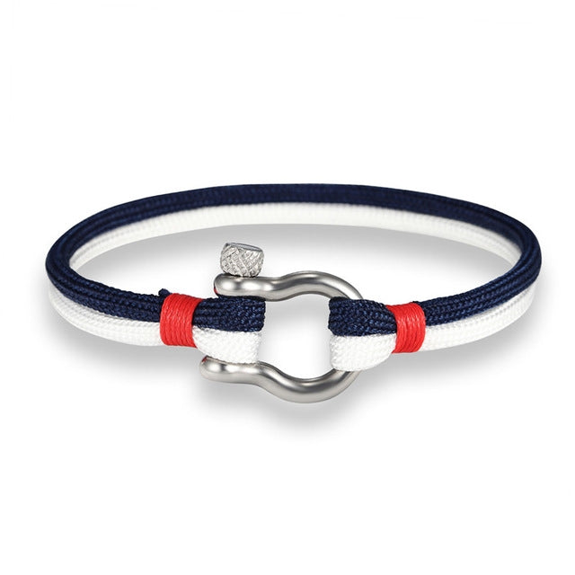 Navy Style Sport Camping Parachute Cord Survival Bracelet with Stainless Steel Shackle Buckle