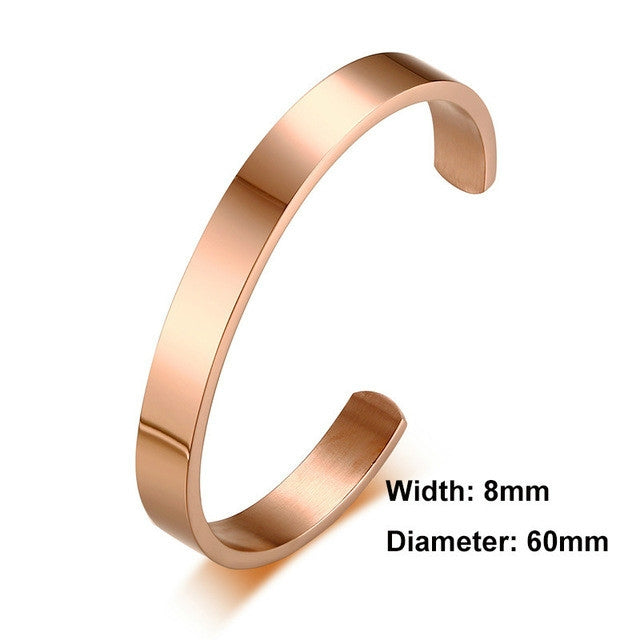 8mm Width Women Men Stainless Steel Surface Bracelet Bangle