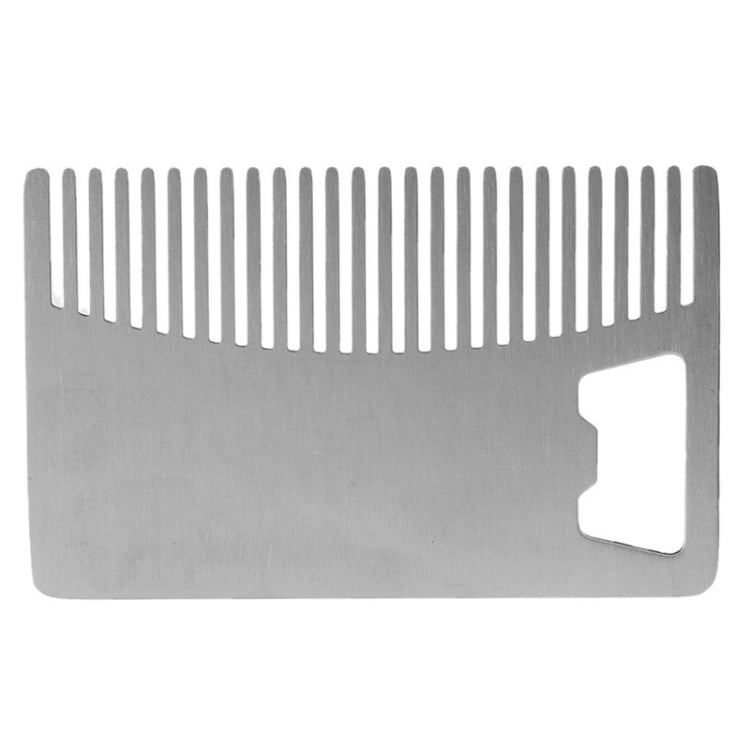 Metal Hair Beard Comb with Bottle Opener Multi-purpose Credit Card Size Tool