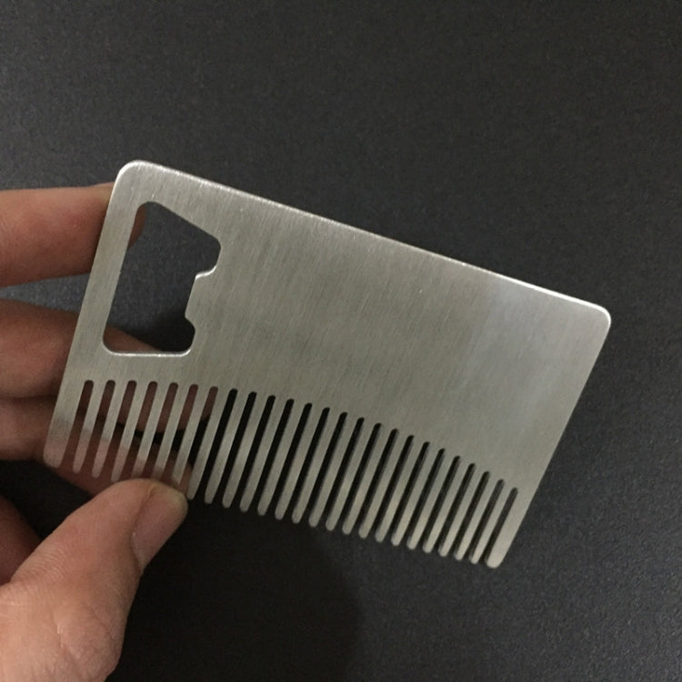 Metal Hair Beard Comb with Bottle Opener Multi-purpose Credit Card Size Tool