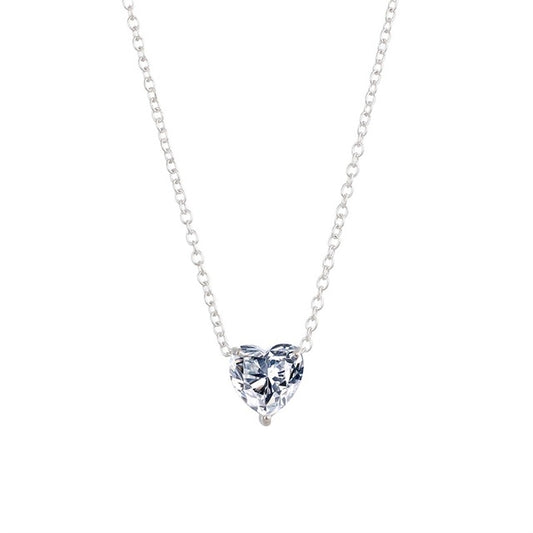 Crystal Heart Pendant Necklace Female Short Chain Necklace, Gold, Silver