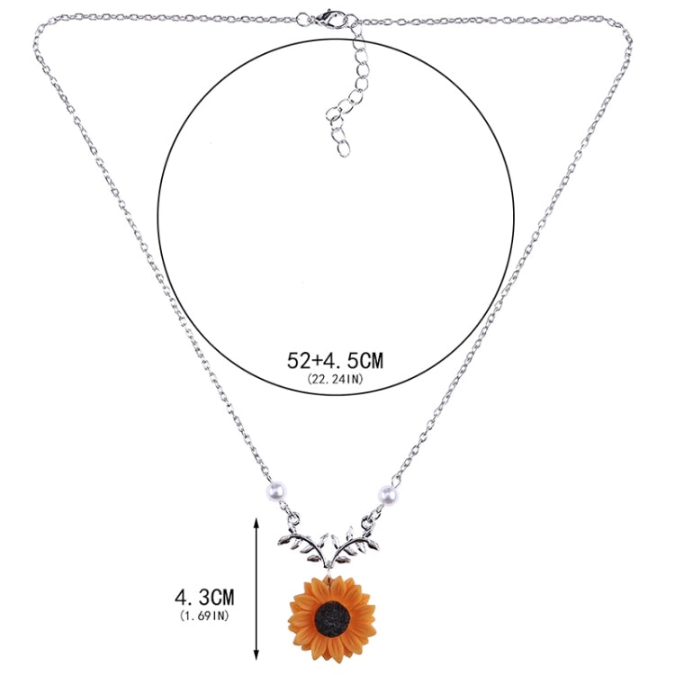 Delicate Sunflower Pendant Necklace Women Creative Imitation Pearls Jewelry Necklace