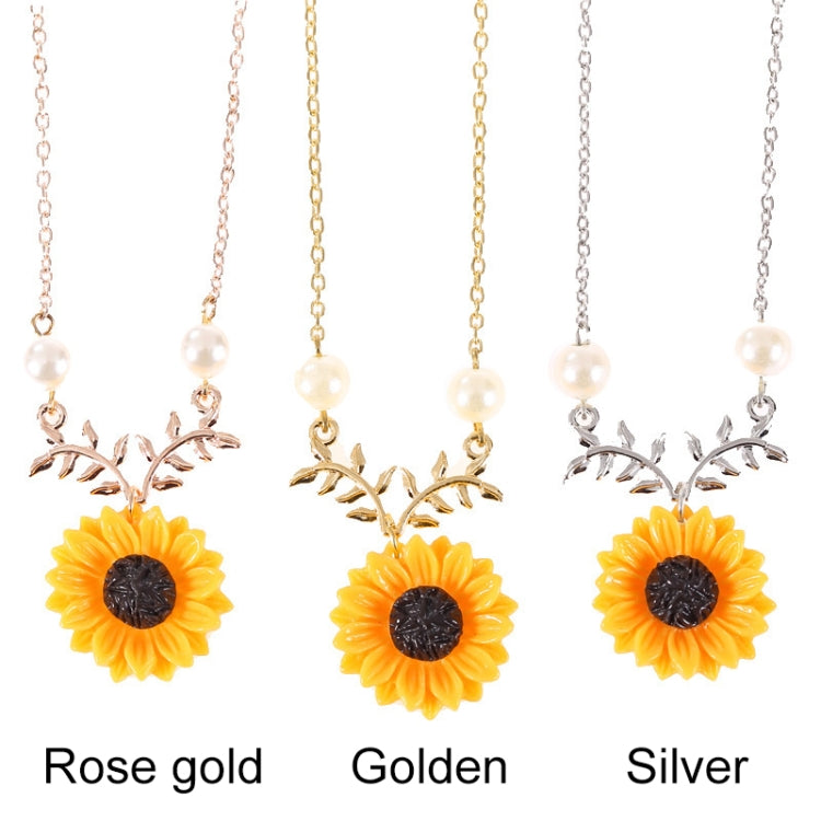 Delicate Sunflower Pendant Necklace Women Creative Imitation Pearls Jewelry Necklace
