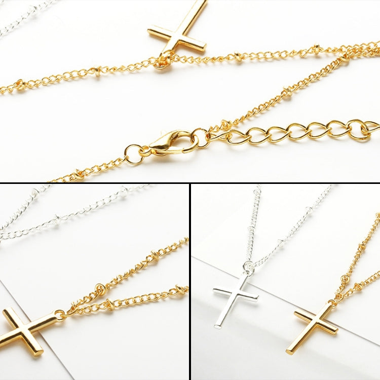 Women Fashion Bright Electroplating Cross Jewelry Necklace
