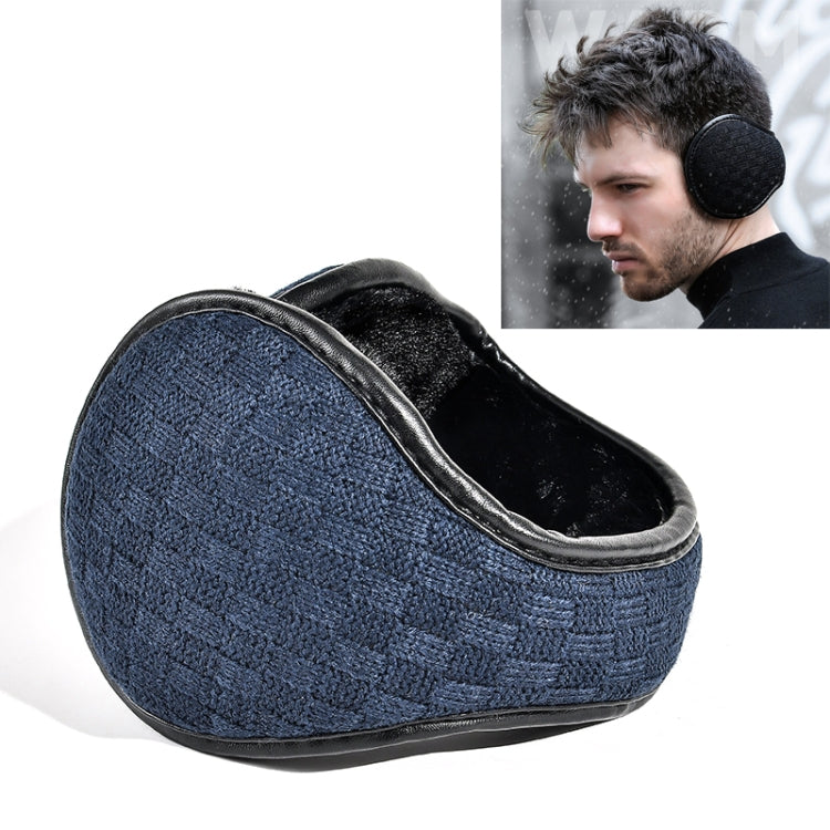 DEZ01 Winter Men Checkered Pattern Plush Foldable Warm Earmuffs Ear Bag