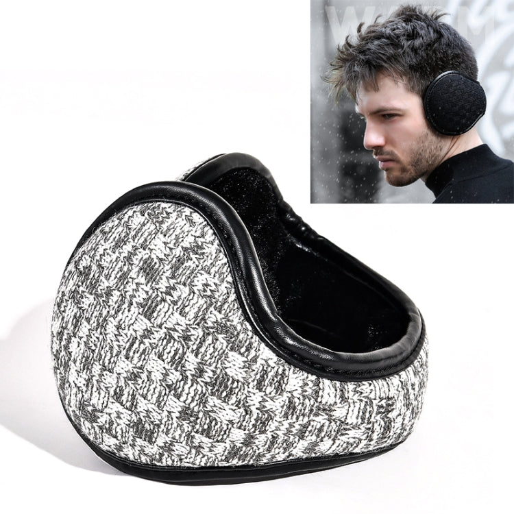 DEZ01 Winter Men Checkered Pattern Plush Foldable Warm Earmuffs Ear Bag