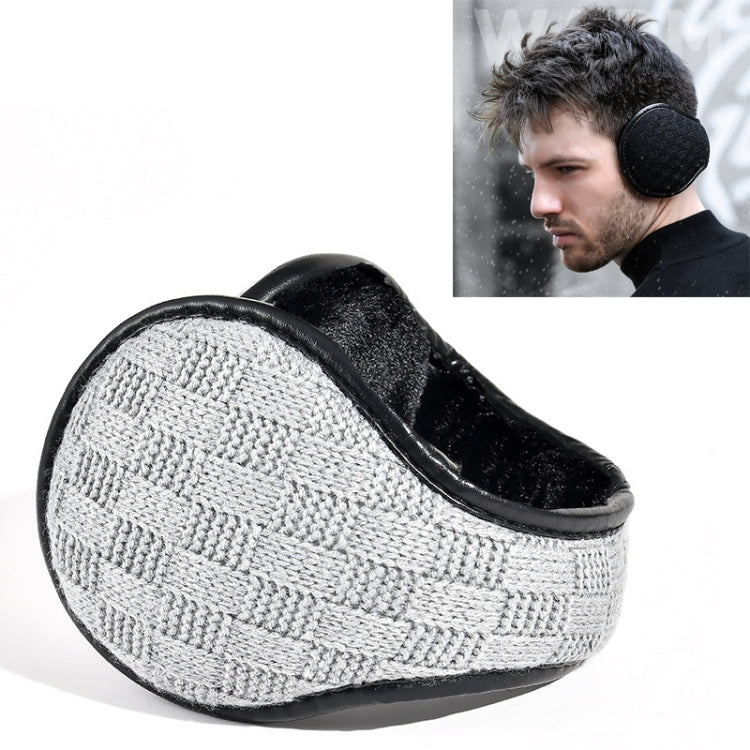 DEZ01 Winter Men Checkered Pattern Plush Foldable Warm Earmuffs Ear Bag